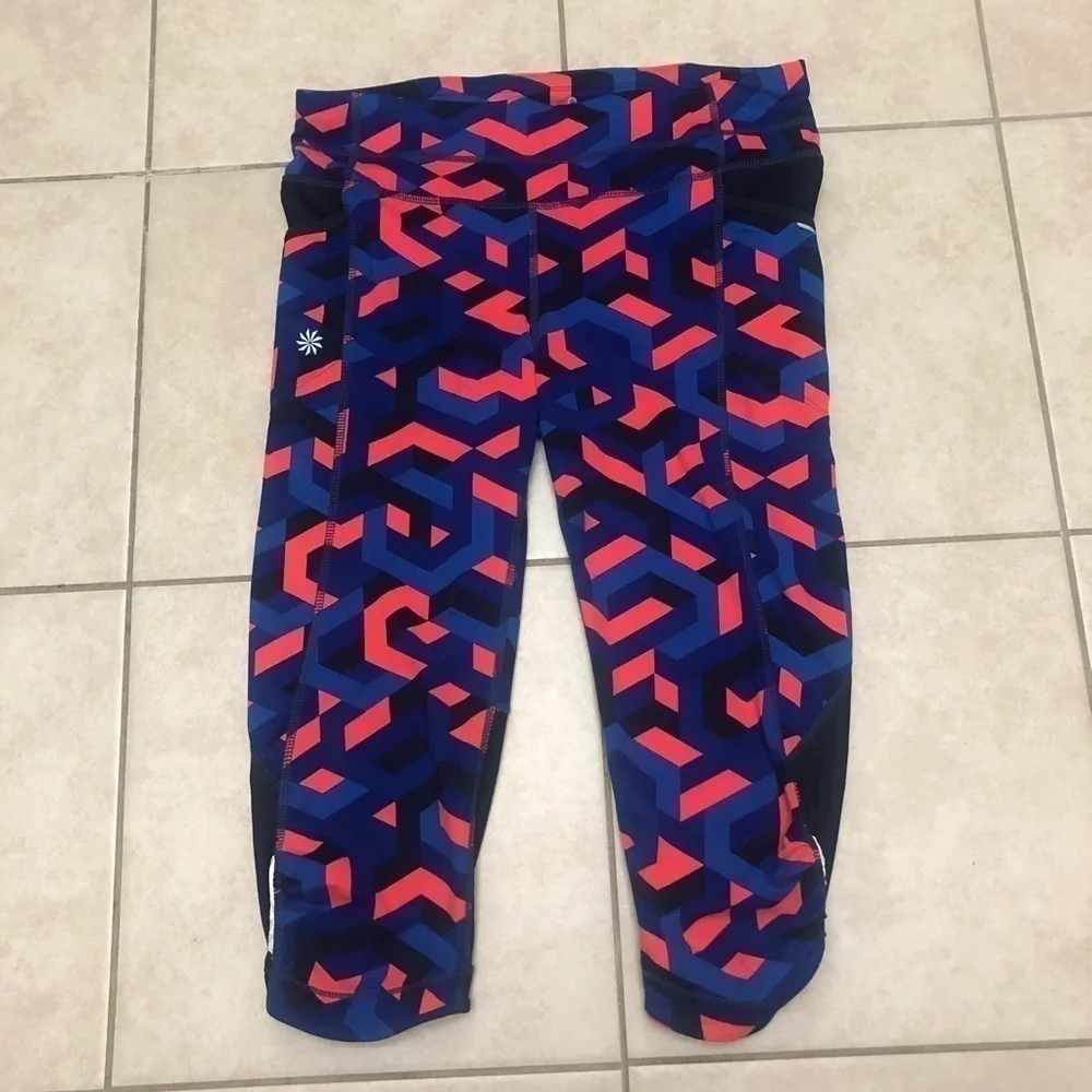 ATHLETA geometric pattern leggings, small